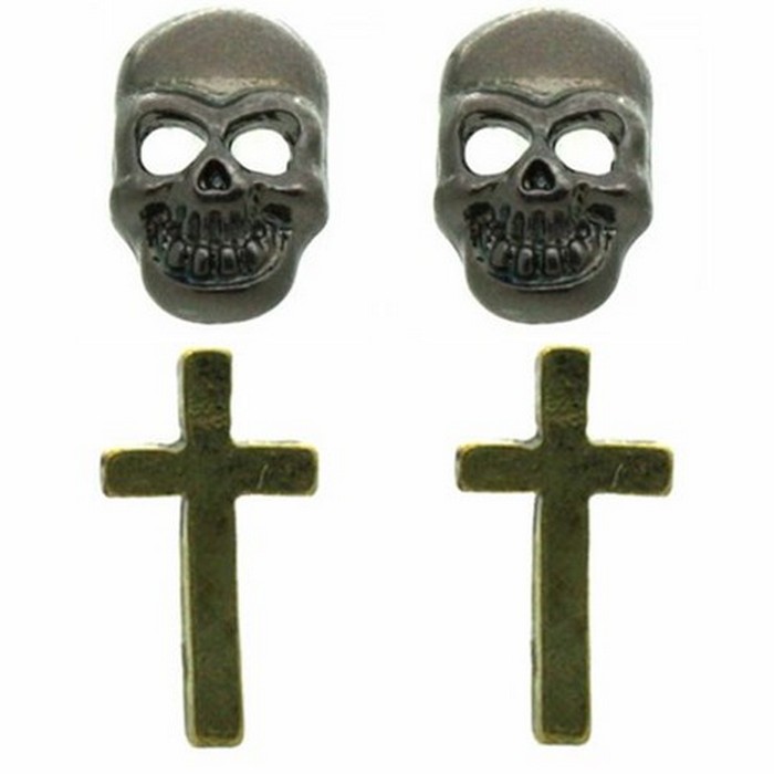 Skull & Cross Earring Set